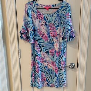 Lilly Pulitzer Blue and Pink Floral Swim Cover-Up/dress